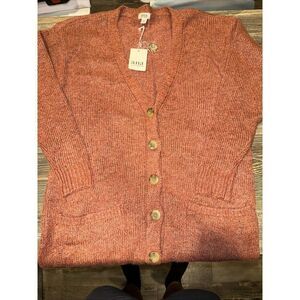 A.N.A. Womens Rust Tweed Marled Cable Knit V-Neck Sweater. Size MT(Med Tall) 9